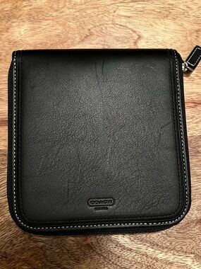 Coach Black Leather Zip CD Organizer Wallet
